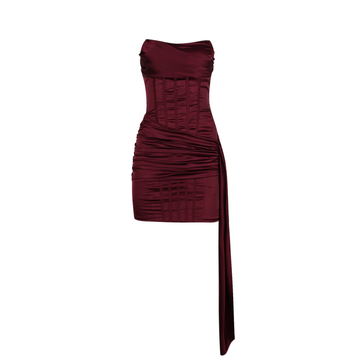Wine Satin Corset Mini Dress
