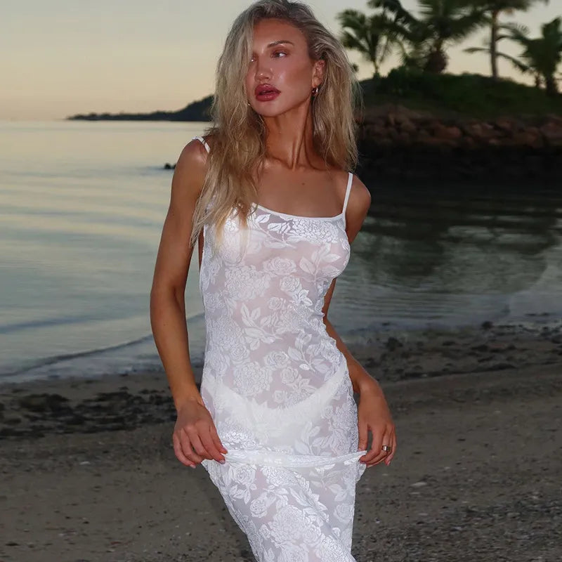 Floral Mesh Maxi Dress