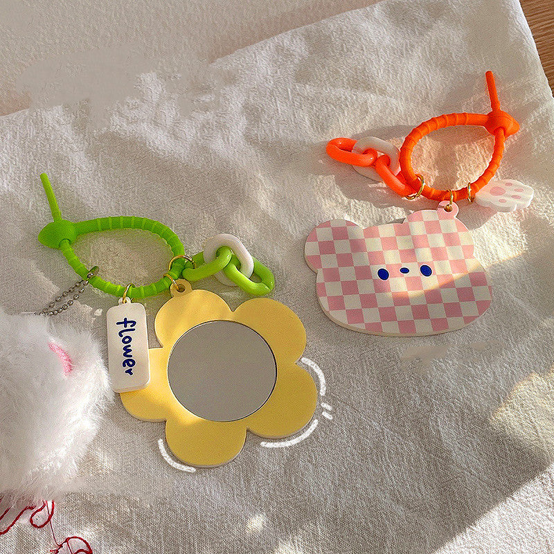 Cute Cartoon Heart Mirror Keychain for Makeup