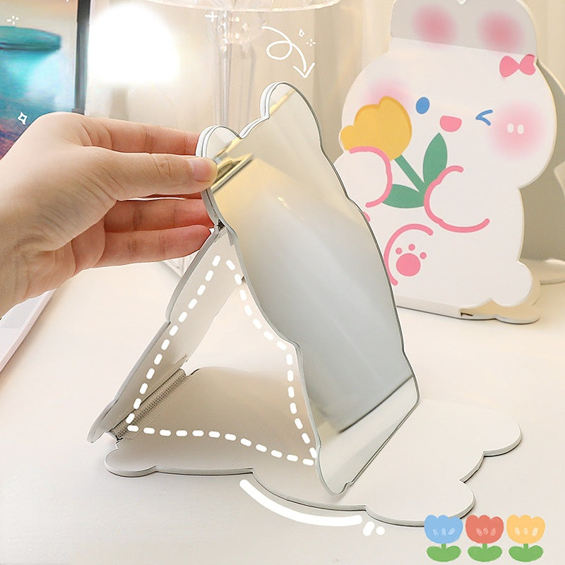 Cute Cartoon Alien Girl Makeup Folding Mirror