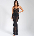 Black Lace Corset Mermaid Gown