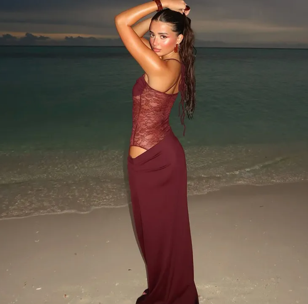 Lace Trim Slip Maxi Dress