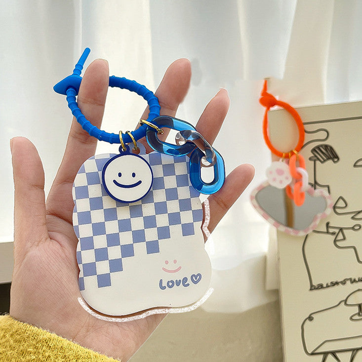 Cute Cartoon Heart Mirror Keychain for Makeup