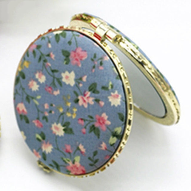Retro Cloth Double-Fold Mini Makeup Mirror