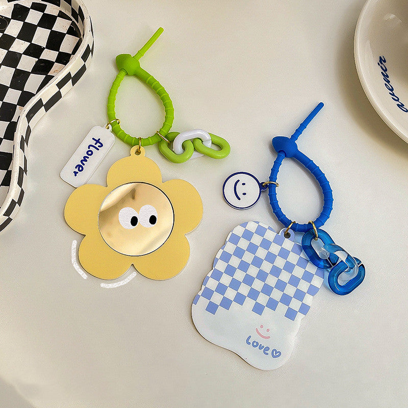 Cute Cartoon Heart Mirror Keychain for Makeup