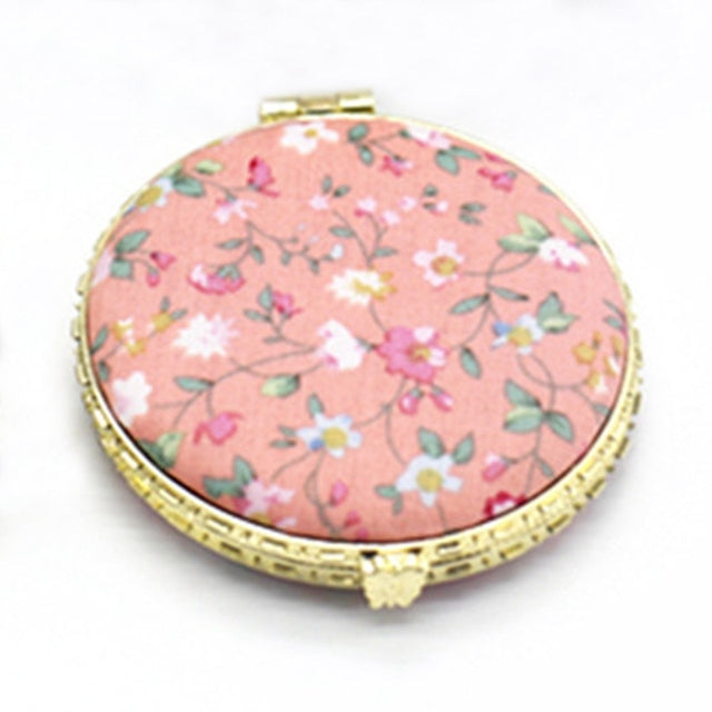 Retro Cloth Double-Fold Mini Makeup Mirror
